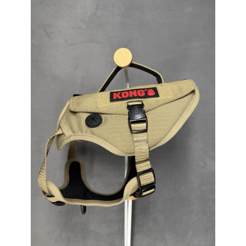 KONG Tactical Dog Harness Vest Size Small with Carry Pouches Handle Tan Khaki
